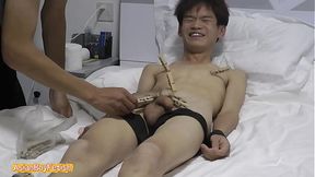 Skinny Asian Twink Boy Bound With Toys
