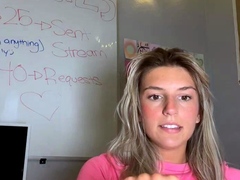 Lucky is a hot blonde teen who has big boobs and
