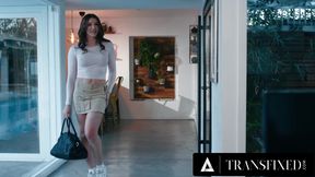 TRANSFIXED - Babes Double Footjob On Leah Hayes Turns Into Steamy Trans Threesome