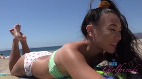 Raw throated sex on the beach with amateur porn starlet Kimmy Kimm