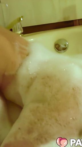 Sudsy Big Booty Baddie Bounces Ass and Pussy in the Bath