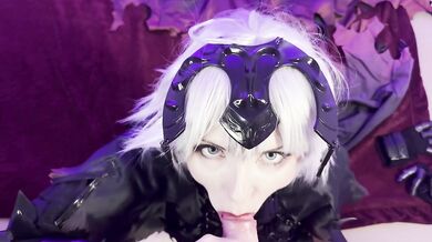 Jeanne rides Fate’s fantasy with glove stuffed deep BBW creampie in dark cosplay