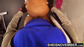 Young ebony trainer's BBC stuffed in a tight ass during rough doggystyle