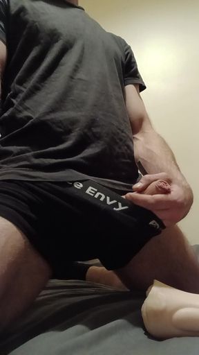 Soft to hard wank fuck a plastic pussy big cumshot