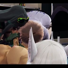 Boku No Hero Hentai Yuri - Threesome Ochako, Froppy and Rumi Usagiyama Futanari Hard Sex - Anime Manga 3D Cartoon Asian Japanese