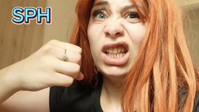 I humiliate and laugh at you because your dick is too small and you're disgusting, so I spit on you too; I get turned on by humiliating you, which is why I'm masturbating.