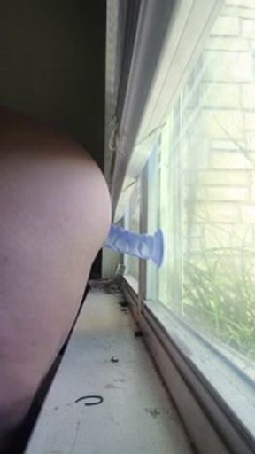 Slutty milf plays in front of window 🪟😍