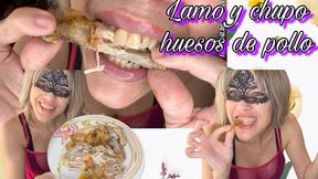 Licking and Sucking Chicken Bones (food-mouth fetish-crunch-chewing-dirty teeth-lick-sucking) FENIX10