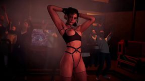 Playful depraved Сlaire Redfield loves to dance naked in public for cash