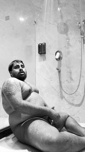 Young bear masturbates while showering