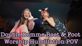 Double Domme Boot & Foot Worship Humiliation POV (Featuring iWantMommySabrina & Princess Diss)