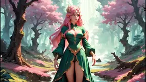 Elli - AI generated pink elf and her friend