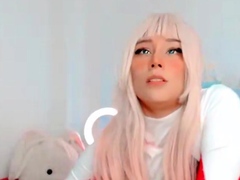 Close up with teen blonde sex doll rubbing her cunt