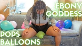 Looners: Ebony BBW Teases and Strokes Balloons to Pop