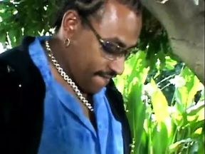 Ebony with round ass gets rough doggystyle fucking outside