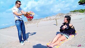 Horny MILF Zaza La Coquine Seduce to Fuck at Beach by Stranger