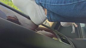 Chrissy candid socks in truck