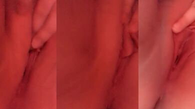 Stepdad watches his stepdaughter finger her dripping pink pussy while TV plays