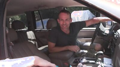 Three lovely teens pounded in a hardcore foursome after washing a car