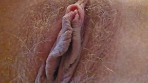 Extreme Close-Up Of My Hairy Blonde Pussy And Clit