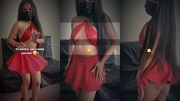 Le gusta mover el culo! Mira Cómo Esta Mexicana Cachonda de 19 Años Mueve su Culo con un Sexy Vestido Rojo y Falda
