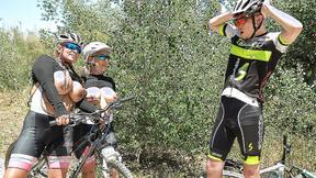 ”Two sexy big boobed Stepmoms ssuck & fuck a younger biker in the open air”