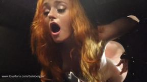 young redhead locked inside my fuckbox taking a hard pounding.