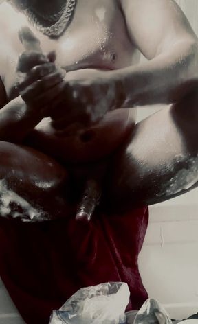 Sexy black sissy shower strip show