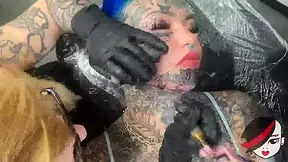 Amber Luke Getting a Chin Tattoo