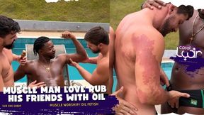 Muscle Man Love Rub his Friends with Oil (SUB ENG 1080p) MUSCLE WORSHIP, OIL FETISH