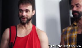 Ryan Jacobs and Aiden Jacobs heated up their tent with their stepdads