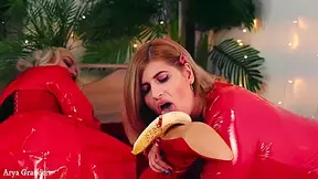 Doggy Position Rough Pussy Fuck Sucking Banana As A Dildo - Lesbian Sex With Arya Grander