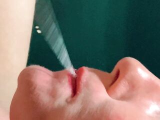 FORESKIN: That babe gags from massive amounts of jizz , going down her mouth CLOSEUP