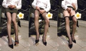 Shemale Ting Xuan ravaged in office suit with love egg outdoor