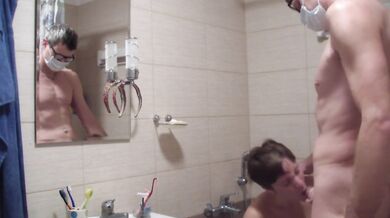 special examination of young russian student at her teacher´s bathroom