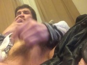 Jerking Off In Wool & Leather With Pipe