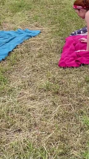 Yoga and Gymnastics Outdoors without Panties in School Uniform Miniskirt with Hot Tight Pussy, Fitness Girls, Bare&hellip;   Clip 2