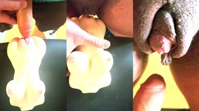 Big Clit ..Big strapless dildo..one adorable silicon doll