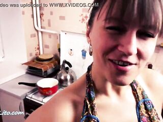 StepMother Oral Pleasure and Hard Coarse Sex - Cum in Throat in the Kitchen