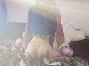 Eddie Danger Fucks Blue Haired Little And She Licks Up Cum