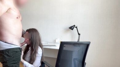 My office colleague deep throats me at the corporate event