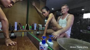 Sperm Dripping Out From Pussy After Getting Fucked on Washing Machine