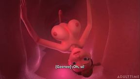 Tiny Trans Babe Licks and Fucks Huge Busty Trans in Animated 3D Porn