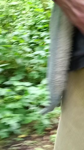 Big Uncut Cock Out Walking, Pissing, Wanking in the Woods Wearing Cords - Rockard Stepdaddy