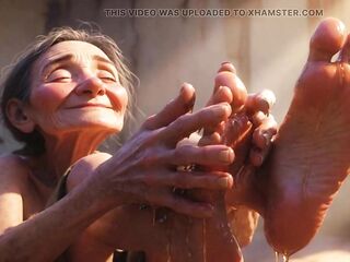 Granny Foot Oil Session - Feeling Intense Enjoyment & Craving Tongue