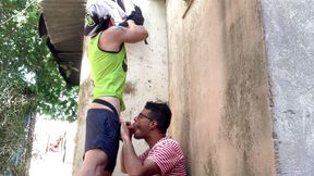 He gets fucked bareback by Baràm in the patio