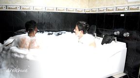 playing in the jacuzzi