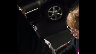 White girl throated by BBC on top of parking garage