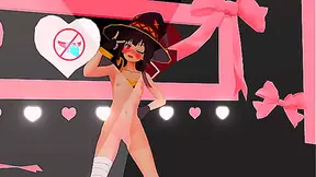 Megumins Sensual Neon Dance Unveils Temptation in Hot MMD Strip Show