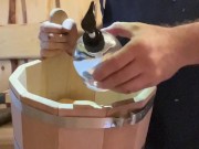 Russian WORKER gets horny at the construction site! Found a customer's SEX toy at work! Dirty fuckin